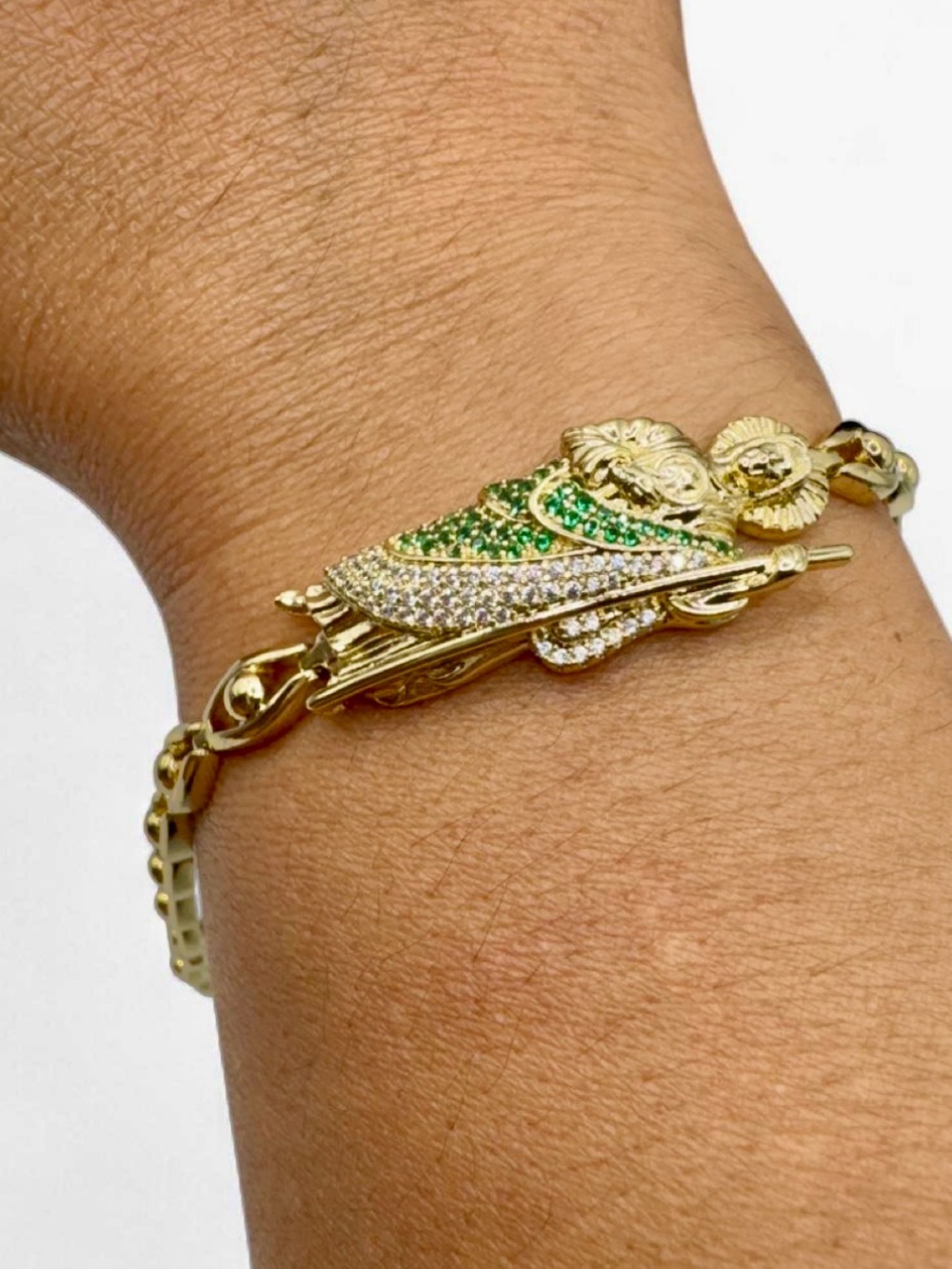 San Judas Gold Laminated Bracelet 7” High Quality